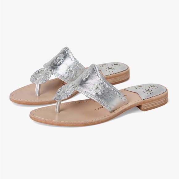 Jack Rogers Shoes - Jack Rogers Metallic Silver Hampton Sandals, Size 10